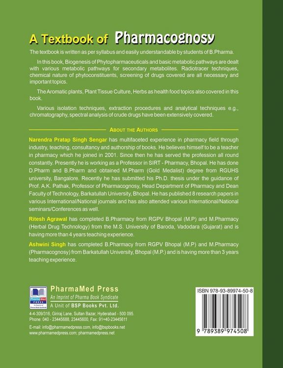Produktbild: A Textbook of Pharmacognosy
