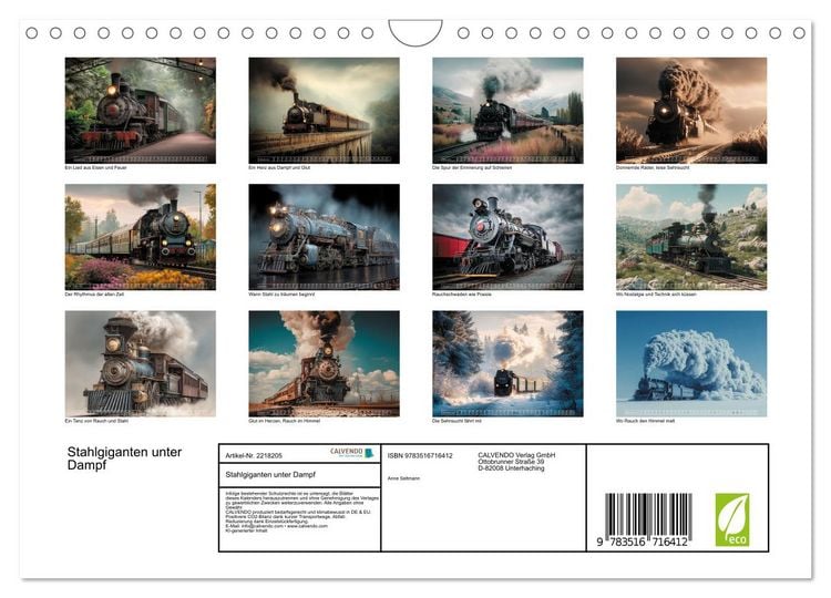 Produktbild: Stahlgiganten unter Dampf (Wandkalender 2026 DIN A4 quer), CALVENDO Monatskalender