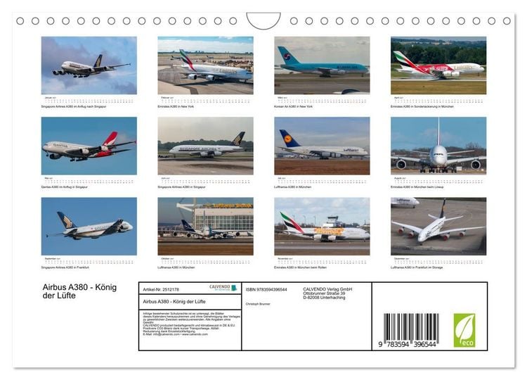 Produktbild: Airbus A380 - K&ouml;nig der L&uuml;fte (Wandkalender 2027 DIN A4 quer), CALVENDO Monatskalender