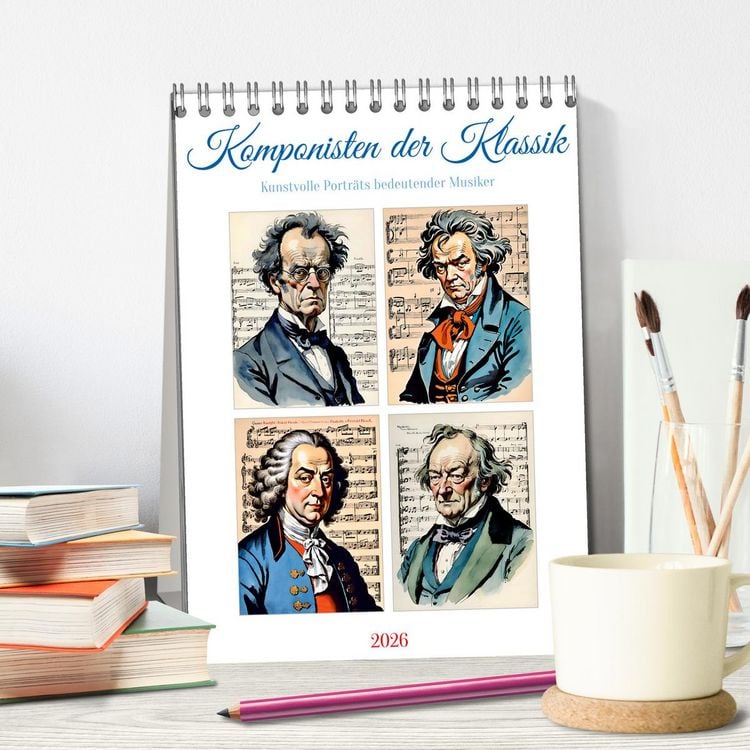 Produktbild: Komponisten der Klassik (Tischkalender 2026 DIN A5 hoch), CALVENDO Monatskalender