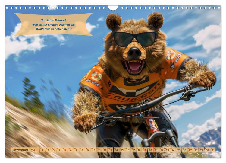 Produktbild: Der tierisch lustige Fahrradkalender (Wandkalender 2026 DIN A3 quer), CALVENDO Monatskalender