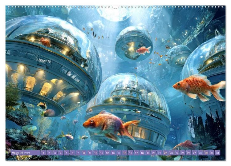 Produktbild: Tauche ein in die Zukunft - Science Fiction Unterwasserwelten (Wandkalender 2027 DIN A2 quer), CALVENDO Monatskalender