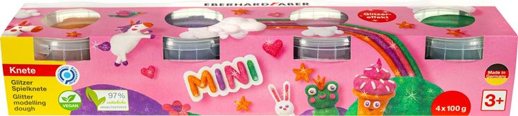Eberhard Faber 572511 - Spielknete Glitzer 4er Set
