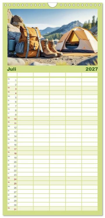 Produktbild: Familienplaner 2027 - Camping-Life und Abenteuer mit 5 Spalten (Wandkalender, 21 x 45 cm) CALVENDO