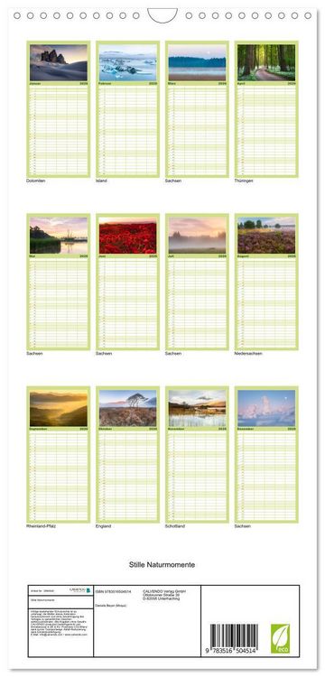 Produktbild: Familienplaner 2026 - Stille Naturmomente mit 5 Spalten (Wandkalender, 21 x 45 cm) CALVENDO