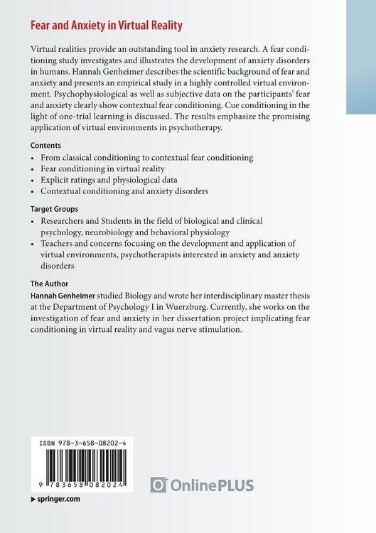 Produktbild: Fear and Anxiety in Virtual Reality