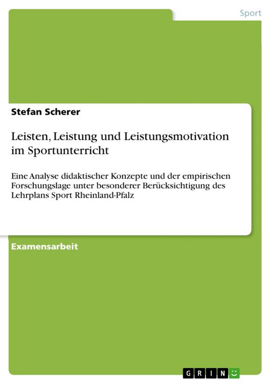 Produktbild: Leisten, Leistung und Leistungsmotivation im Sportunterricht