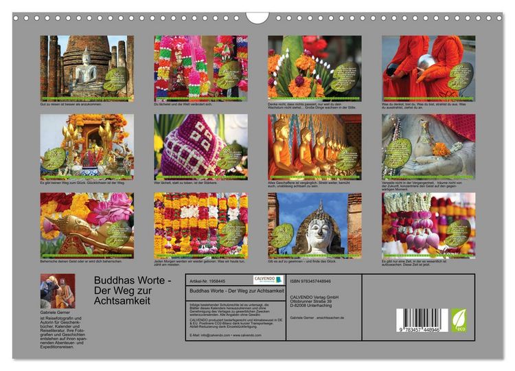 Produktbild: Buddhas Worte - Der Weg zur Achtsamkeit (Wandkalender 2026 DIN A3 quer), CALVENDO Monatskalender