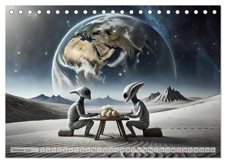 Produktbild: Aliens auf Tour (Tischkalender 2026 DIN A5 quer), CALVENDO Monatskalender