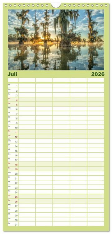 Produktbild: Familienplaner 2026 - Natur Paradies Mississippi Delta mit 5 Spalten (Wandkalender, 21 x 45 cm) CALVENDO