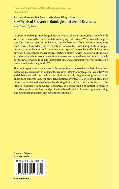 Produktbild: New Trends of Research in Ontologies and Lexical Resources