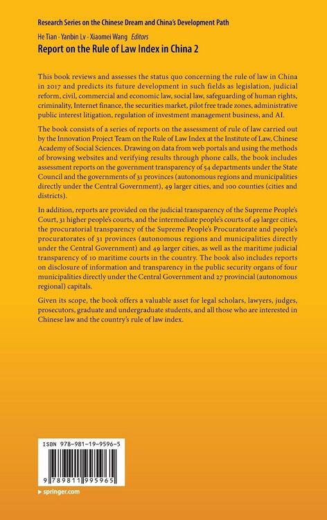 Produktbild: Report on the Rule of Law Index in China 2