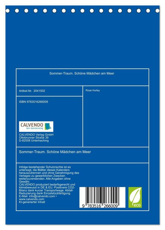 Produktbild: Sommer-Traum. Sch&ouml;ne M&auml;dchen am Meer (Tischkalender 2026 DIN A5 hoch), CALVENDO Monatskalender