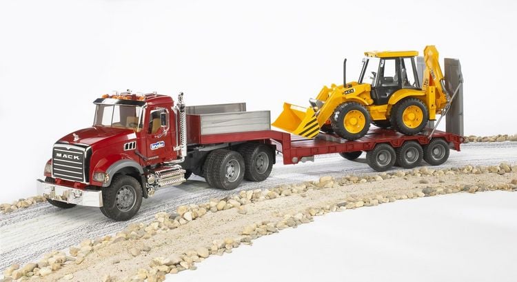 Produktbild: Bruder 02813 MACK Granite LKW , Tieflader und Bagger