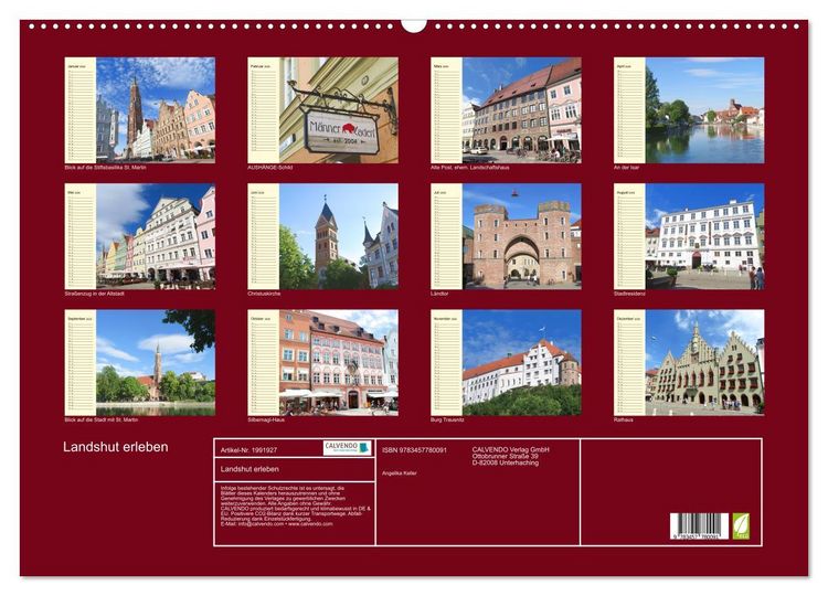 Produktbild: Landshut erleben (Wandkalender 2026 DIN A2 quer), CALVENDO Monatskalender