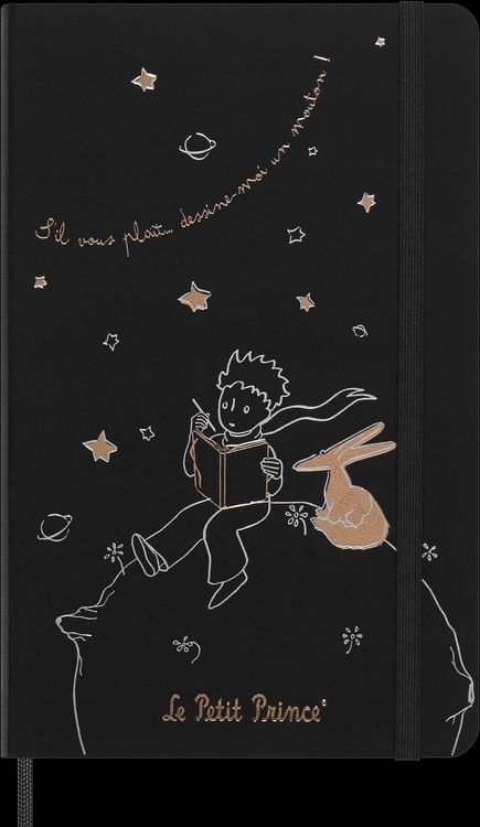 Produktbild: Moleskine der kleine Prinz Notizbuch schwarz in limitierter Auflage, undatierter Wochen-Monatskalender
