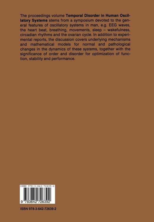 Produktbild: Temporal Disorder in Human Oscillatory Systems