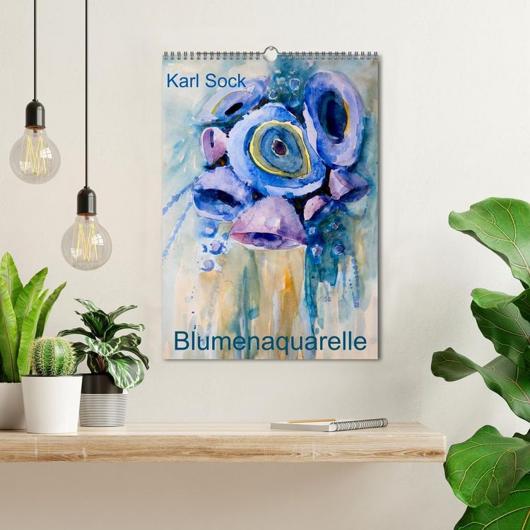 Produktbild: Karl Sock Blumenaquarelle (Wandkalender 2026 DIN A3 hoch), CALVENDO Monatskalender