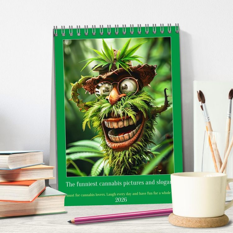 Produktbild: The funniest cannabis pictures and slogans (Desk Calendar 2026 DIN A5 portrait), CALVENDO 12 Month DeskCalendar