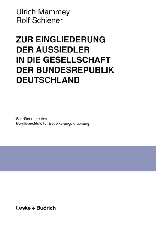 Produktbild: Zur Eingliederung der Aussiedler in die Gesellschaft der Bundesrepublik Deutschland
