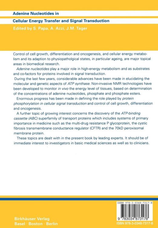 Produktbild: Adenine Nucleotides in Cellular Energy Transfer and Signal Transduction