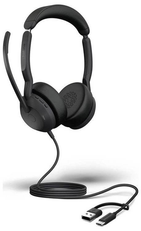 Produktbild: Jabra Evolve2 50 On Ear Headset kabelgebunden, Bluetooth&reg; Stereo Schwarz Mikrofon-Rauschunterdr&uuml;ckung, Noise Cancelling Headset