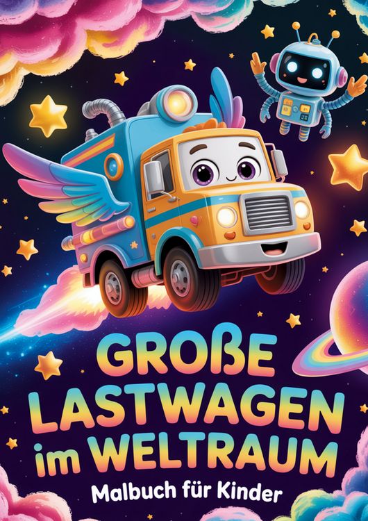 Produktbild: Gro&szlig;e Lastwagen im Weltraum Malbuch f&uuml;r Kinder