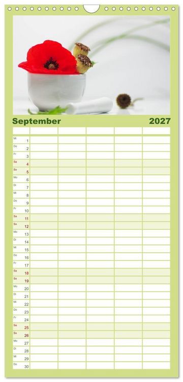 Produktbild: Familienplaner 2027 - Helfende Kr&auml;uter aus dem Garten mit 5 Spalten (Wandkalender, 21 x 45 cm) CALVENDO