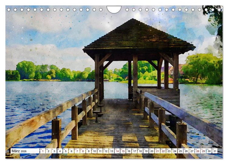 Produktbild: Feldberger Seenlandschaft - Spaziergang in Aquarell (Wandkalender 2026 DIN A4 quer), CALVENDO Monatskalender
