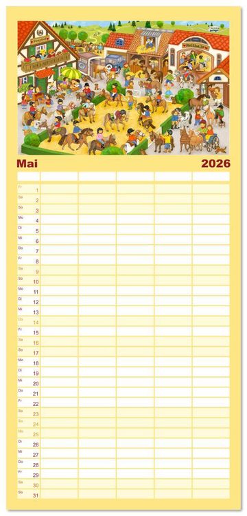 Produktbild: Familienplaner 2026 - Wimmelig durch das Jahr mit 5 Spalten (Wandkalender, 21 x 45 cm) CALVENDO
