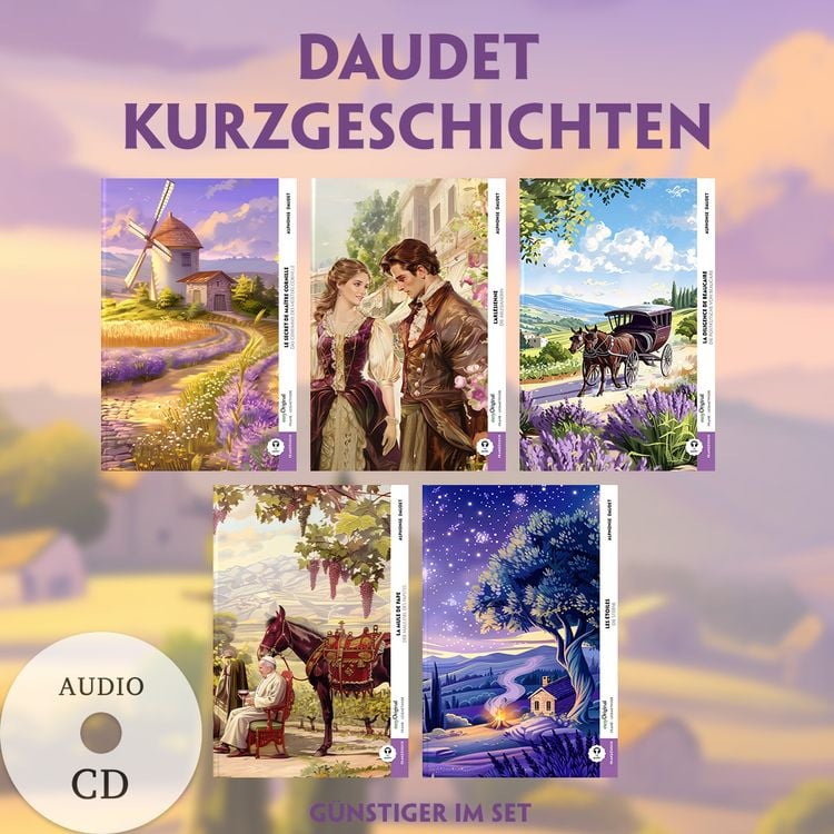 Produktbild: 5 Daudet Kurzgeschichten (5 Bücher + Audio-CDs) - Frank-Lesemethode - Kommentierte zweisprachige Ausgabe Französisch-Deutsch
