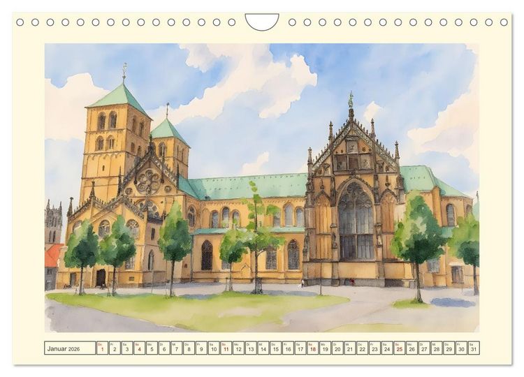 Produktbild: Liebenswerte Stadt M&uuml;nster (Wandkalender 2026 DIN A4 quer), CALVENDO Monatskalender