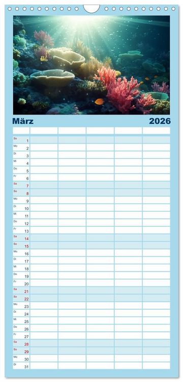 Produktbild: Familienplaner 2026 - Fischfantasie mit 5 Spalten (Wandkalender, 21 x 45 cm) CALVENDO