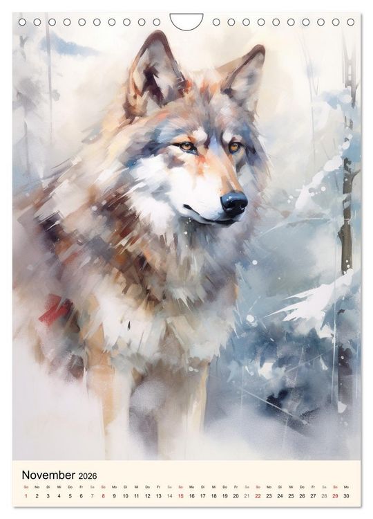 Produktbild: W&ouml;lfe. Zarte Aquarelle von beeindruckenden Tieren (Wandkalender 2026 DIN A4 hoch), CALVENDO Monatskalender
