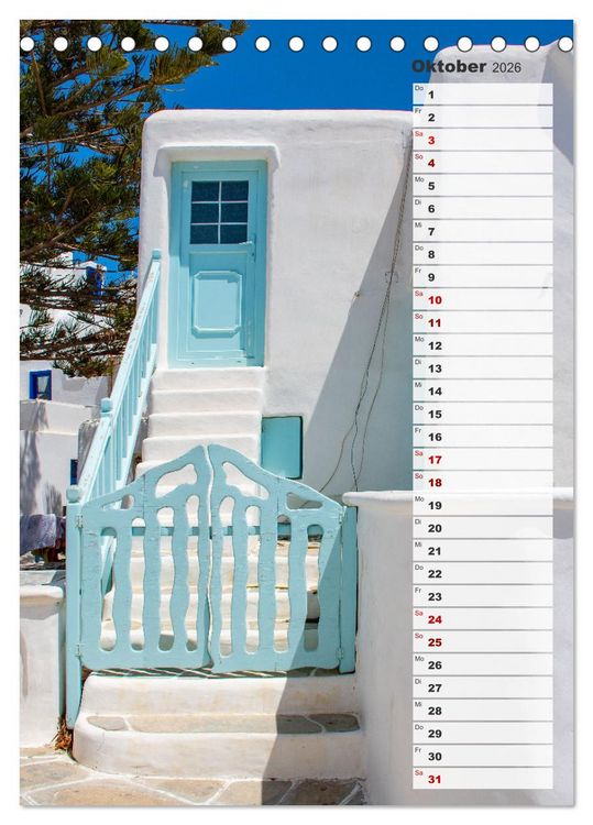 Produktbild: Bunte Treppen auf Mykonos - Reiseplaner (Tischkalender 2026 DIN A5 hoch), CALVENDO Monatskalender