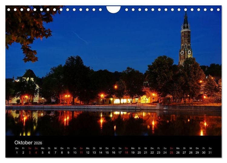 Produktbild: Landshut bei Tag und Nacht (Wandkalender 2026 DIN A4 quer), CALVENDO Monatskalender