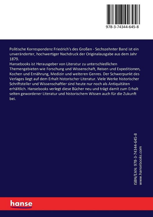 Produktbild: Politische Korrespondenz Friedrich's des Gro&szlig;en