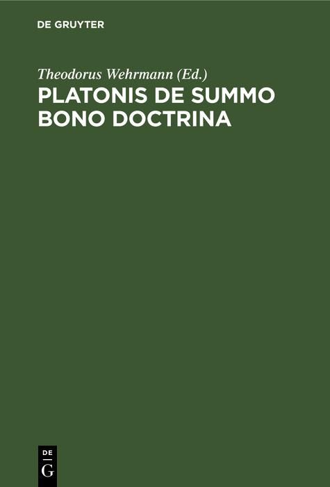 Produktbild: Platonis De Summo Bono Doctrina