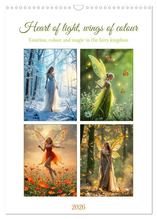 Produktbild: Heart of light, wings of colour - Emotion, colour and magic in the fairy kingdom (Wall Calendar 2026 DIN A3 portrait), CALVENDO 12 Month Wall Calendar