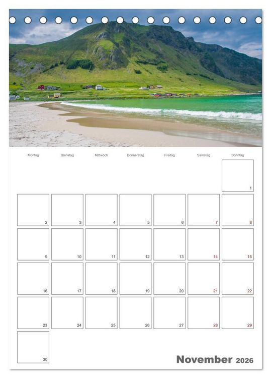 Produktbild: Norwegen - Reiseplaner (Tischkalender 2026 DIN A5 hoch), CALVENDO Monatskalender