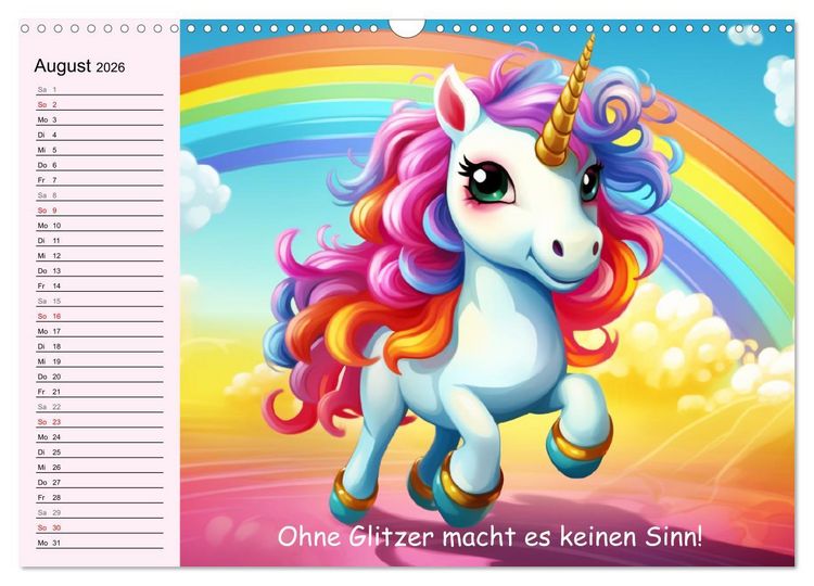 Produktbild: Unicorns! Lustige Einh&ouml;rner. Witzige Einhornspr&uuml;che und Weisheiten (Wandkalender 2026 DIN A3 quer), CALVENDO Monatskalender