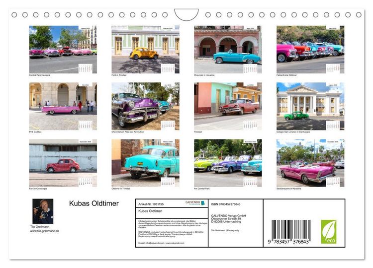 Produktbild: Kubas Oldtimer (Wandkalender 2026 DIN A4 quer), CALVENDO Monatskalender