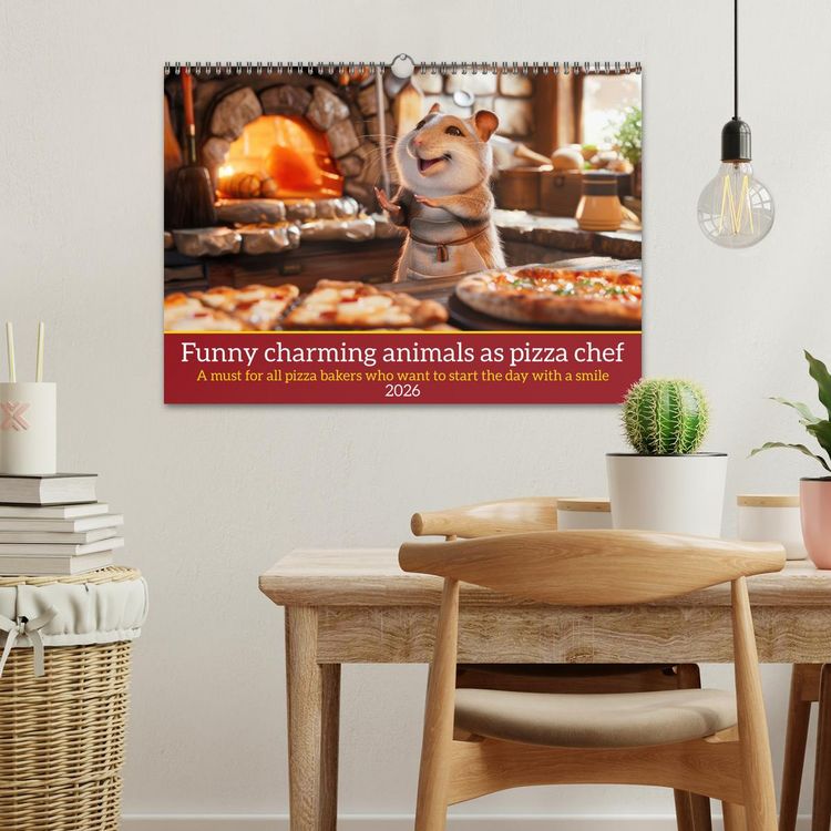 Produktbild: Funny charming animals as pizza chef (Wall Calendar 2026 DIN A3 landscape), CALVENDO 12 Month Wall Calendar