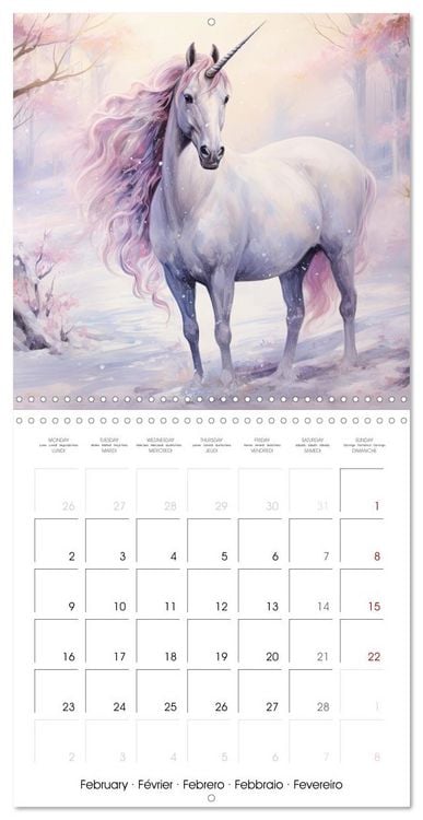 Produktbild: Licornes de conte de f&eacute;es (Calendrier mural carr&eacute; 2026 30x30 cm) Calendrier double avec une page pour vos prises de notes