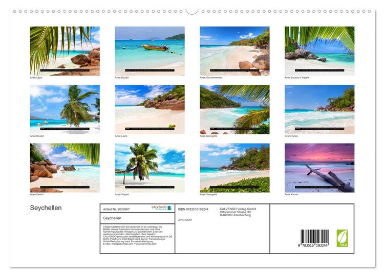 Produktbild: Seychellen (hochwertiger Premium Wandkalender 2026 DIN A2 quer), Kunstdruck in Hochglanz