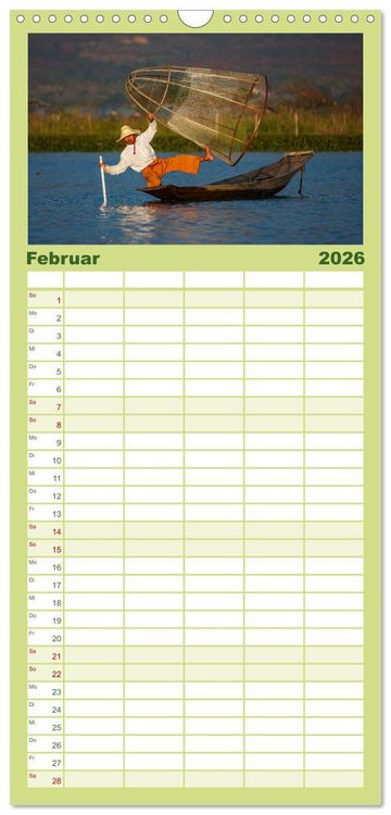 Produktbild: Familienplaner 2026 - Wunderbares Myanmar mit 5 Spalten (Wandkalender, 21 x 45 cm) CALVENDO