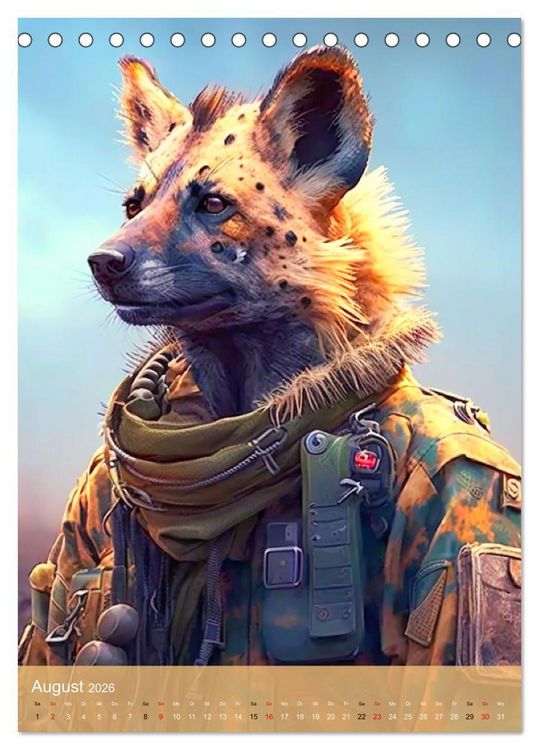 Produktbild: Tierische Krieger. Pelzige Soldaten im aktiven Dienst des Milit&auml;rs (Tischkalender 2026 DIN A5 hoch), CALVENDO Monatskalender