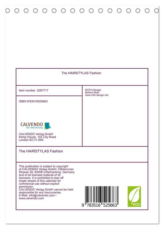 Produktbild: The HAIRSTYLAS Fashion (Desk Calendar 2026 DIN A5 portrait), CALVENDO 12 Month DeskCalendar