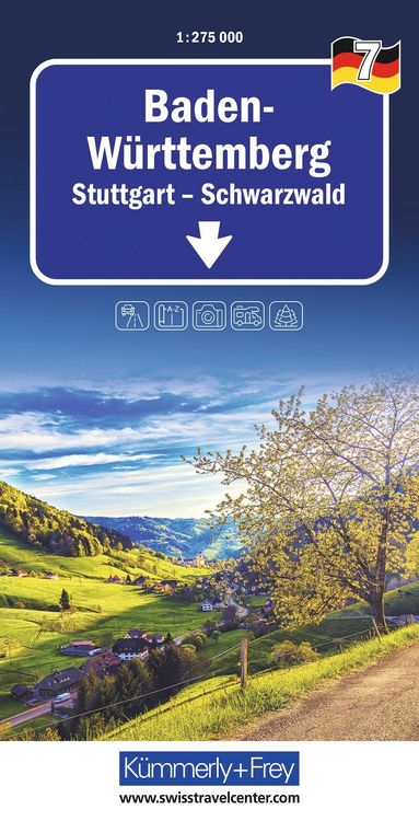 Produktbild: K&uuml;mmerly+Frey Regional-Strassenkarte 7 Baden W&uuml;rttemberg 1:275.000