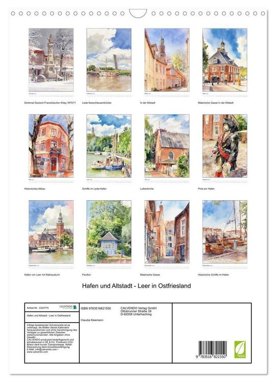 Produktbild: Hafen und Altstadt - Leer in Ostfriesland (Wandkalender 2027 DIN A3 hoch), CALVENDO Monatskalender